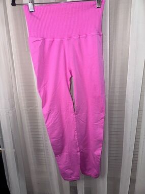 FP Movement by Free People Bright Pink High-Rise Ribbed Waist Leggings